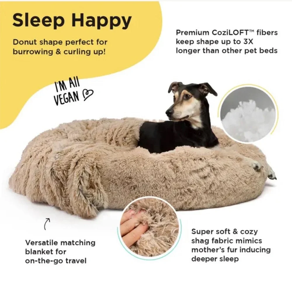 DONUT SHAG BUNDLE BED AND BLANKET TAUPE 36